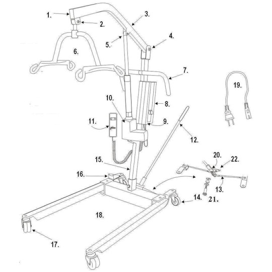 Drive Bariatric Battery Powered Patient Lift 13244 Parts