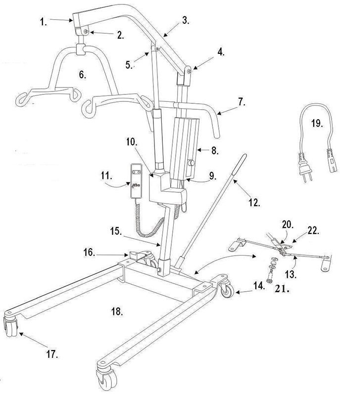 Drive Bariatric Battery-Powered Patient Lift 13244 Parts