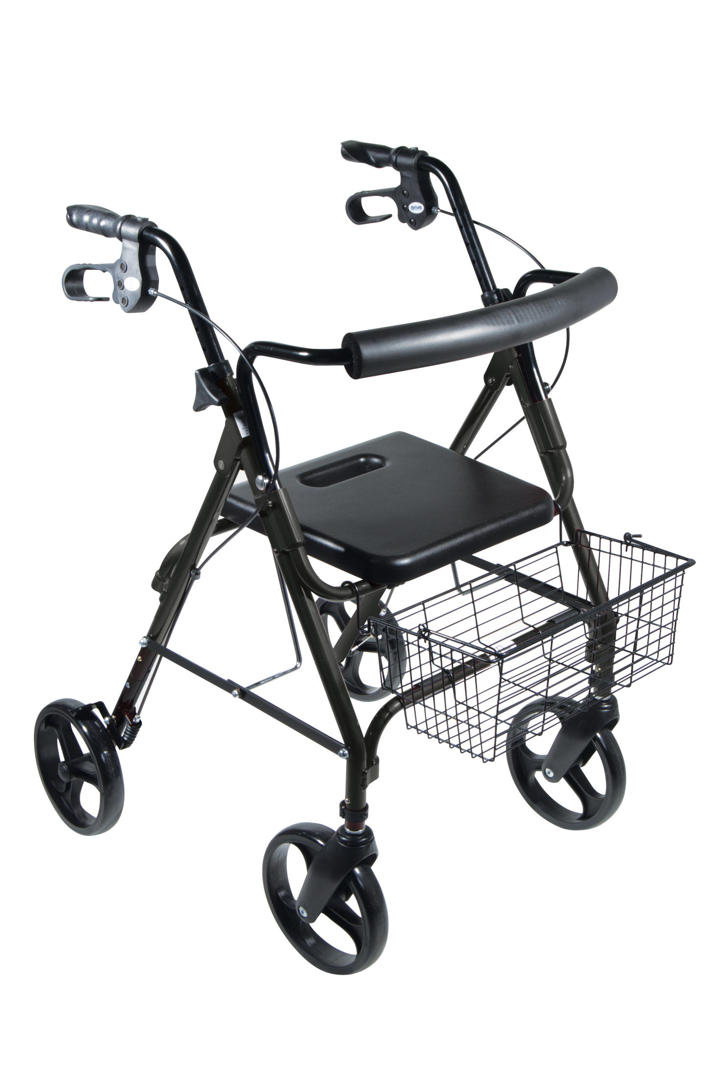 D-Lite Aluminum Rollator with Removable 8" Casters - Black - 750NBK