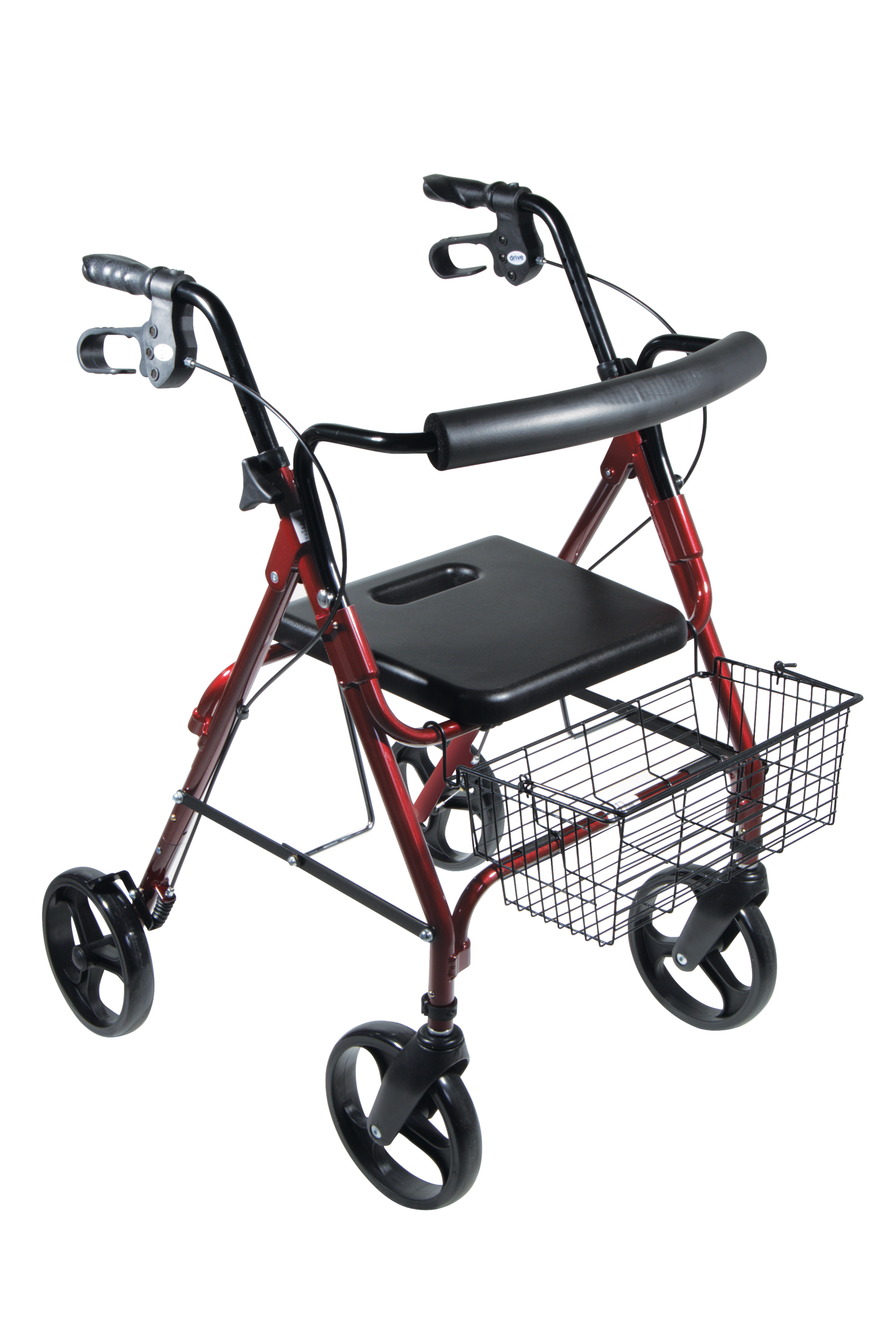 Drive Medical D-Lite Aluminum Rollator with Removable 8" Casters - Red - 750NR