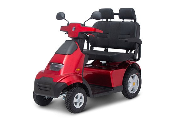 AFISCOOTER S4 Duo (Extra Wide Seat) 4-Wheel Scooter Red