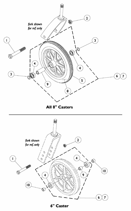 Front Casters and Hardware for Tracer IV