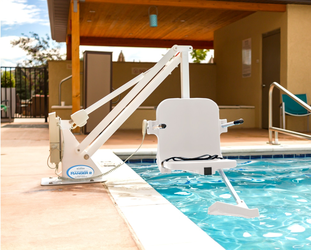Ranger 2 Pool Lift - No Anchor - 350 lb - White with White Seat
