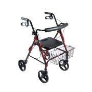 Drive Medical D-Lite Aluminum Rollator with Removable 8" Casters - Red - 750NR